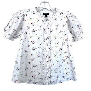 Velveteen girls floral metallic stipe ruffled blouse size 12